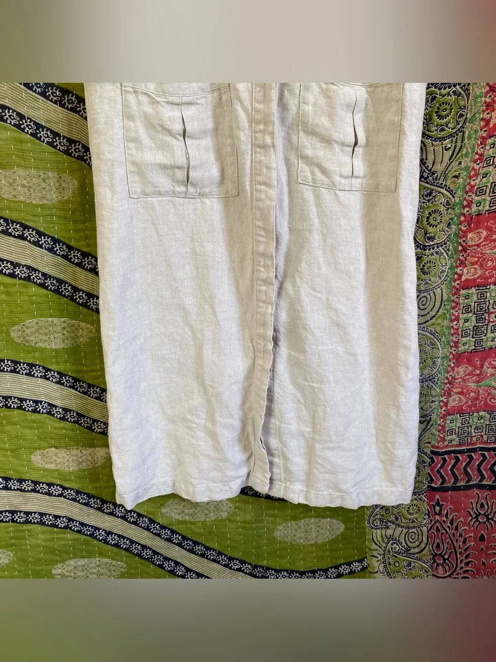 Faherty Pale Flax Lita 100% Linen Shirt Midi Dress Medium Coastal Lagenlook